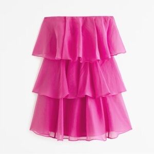 NWT Abercrombie & Fitch Pink Organza Tiered Mini Dress